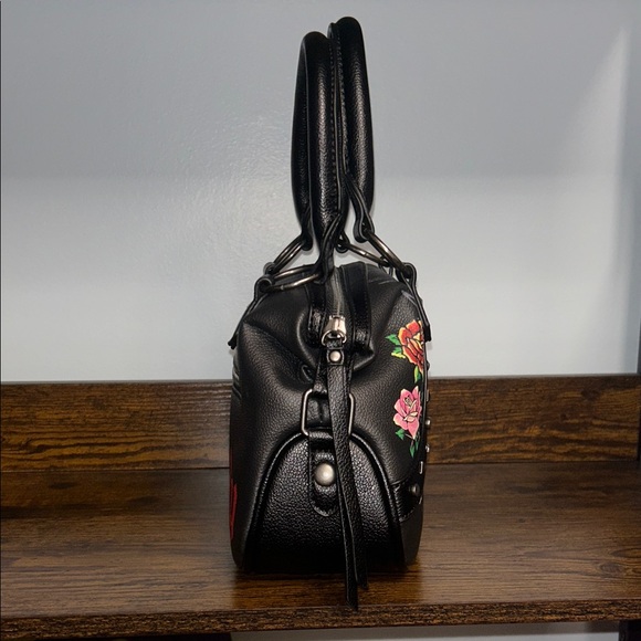 Ed Hardy Black and Pink Floral Satchel - Picture 4 of 11